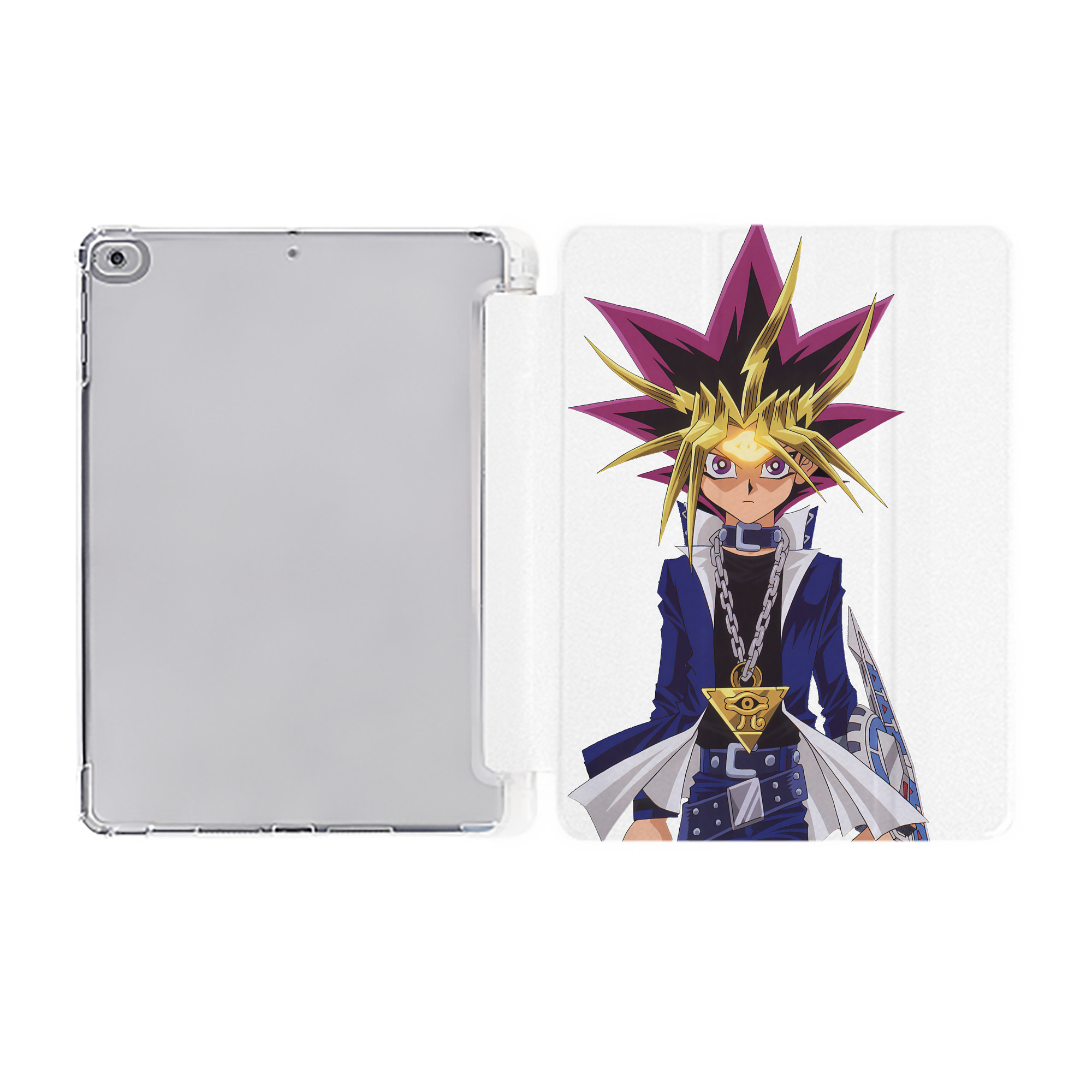 （画像用） 遊☆戯☆王 Yu-Gi-Oh! IPad ケース ペン収納付き 三つ折りスタンド PUレザー×シリコン 対応機種9.5/10.5/10.9インチ